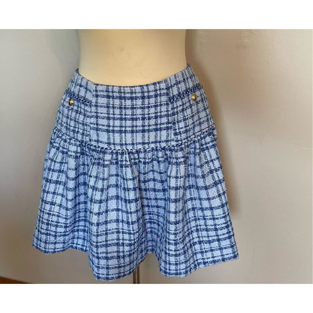 Free Assembly Blue Plaid Skirt 4 New